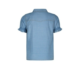 Overview second image: knotted tencell denim blouse