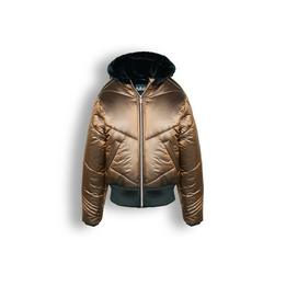 Overview image: Boy hooded shine bomber jacket