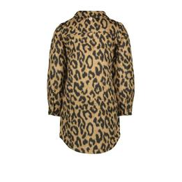 Overview second image: long flannel leopard blouse